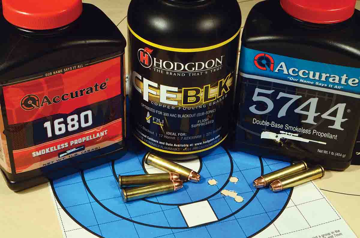 Hodgdon CFE BLK and Accurate 1680 and 5744 all delivered good performance in the 357 Maximum.